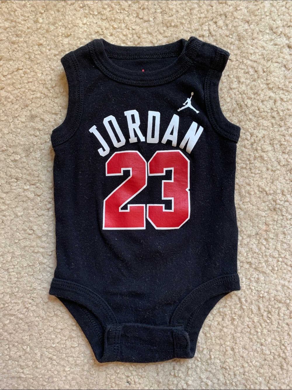 Jordan Black Sleeveless Baby Onesie with Red 23 Size 6 Months Infant